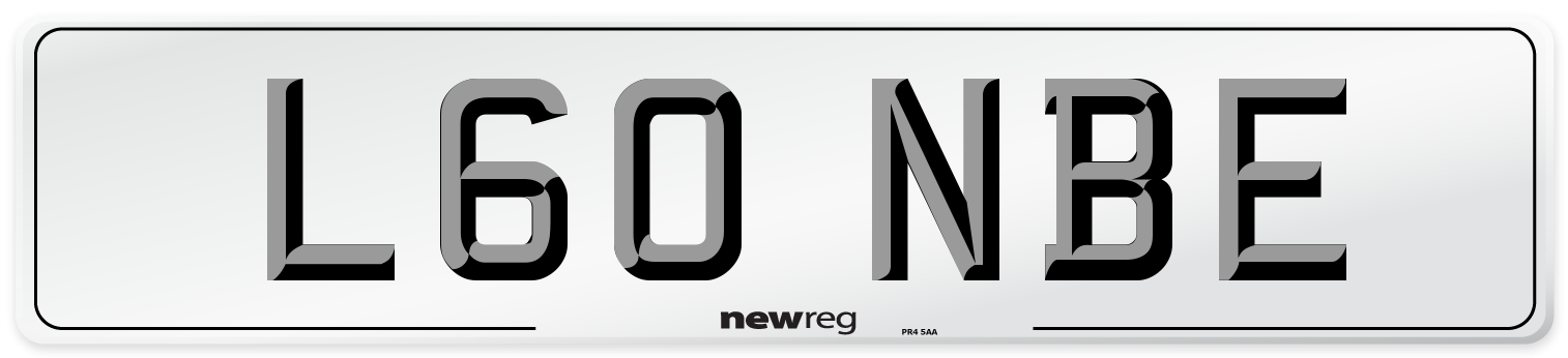 L60 NBE Number Plate from New Reg